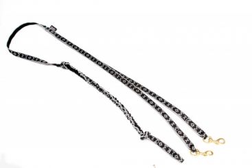 ManMat Jöringleine  f. 2 Hunde silber-schwarz M-M